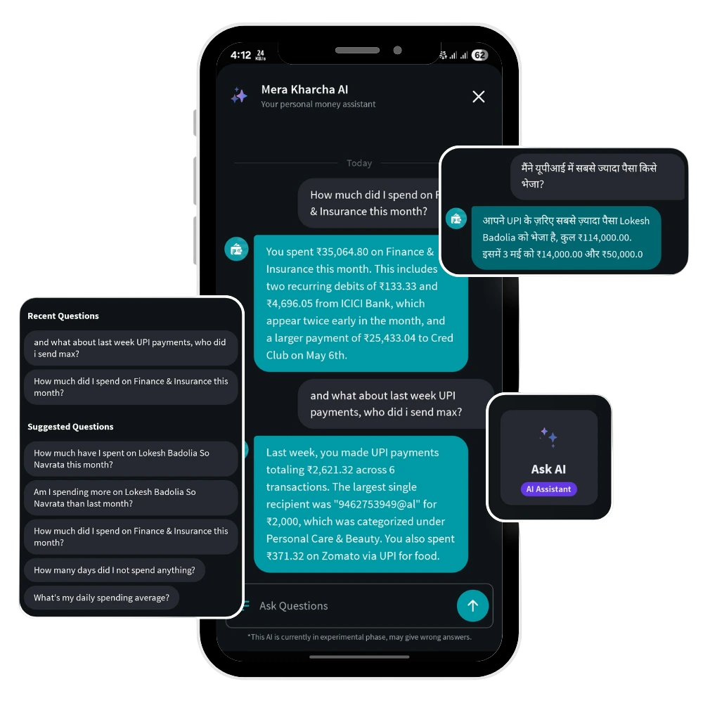 Mera Kharcha AI Assistant helping users with expense queries and financial insights